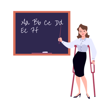 障害を持つ女性教師  イラスト