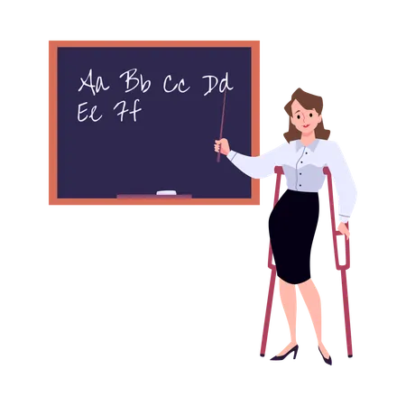障害を持つ女性教師  イラスト