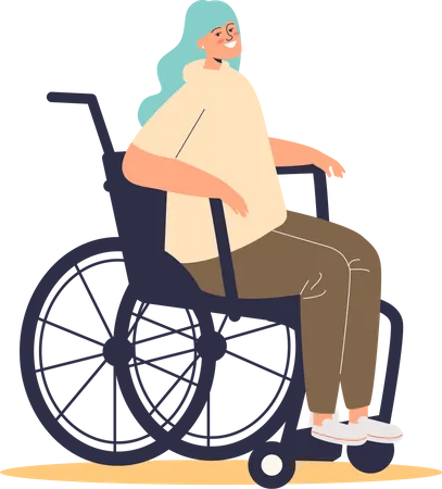 Disabled girl on wheelchair  Illustration