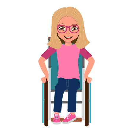 Disabled girl smiling  Illustration