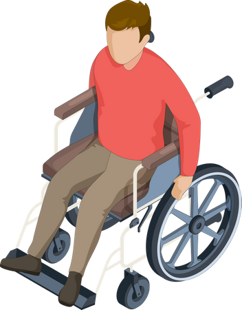 Disabled male sitting on wheelchair  Illustration