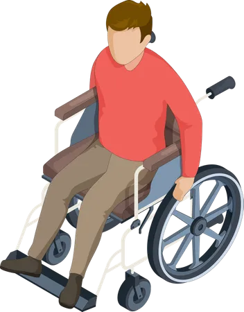 Disabled male sitting on wheelchair  Illustration