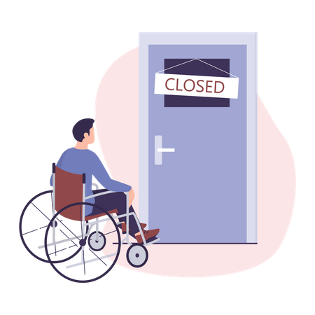 Disabled man facing discrimination  Illustration