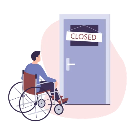 Disabled man facing discrimination Illustration