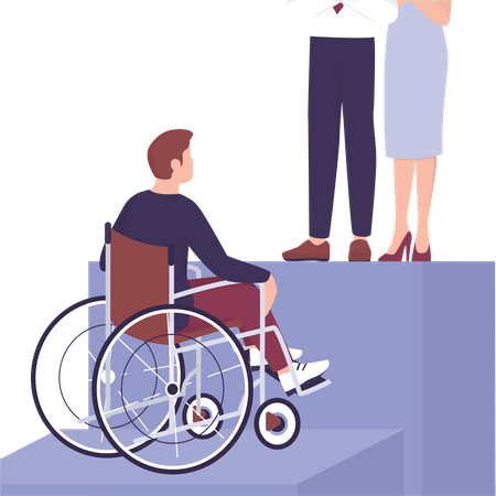 Disabled man facing discrimination  Illustration