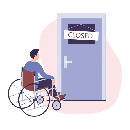 Disabled man facing discrimination  Illustration