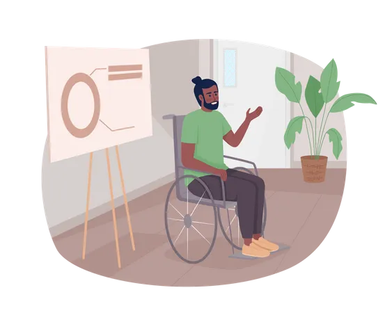 Disabled man giving presentation Illustration