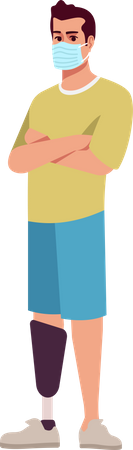 Disabled man in surgical mask  Illustration