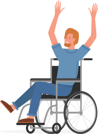 Disabled Man raising hands  Illustration