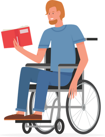 Disabled Man reading book  Illustration