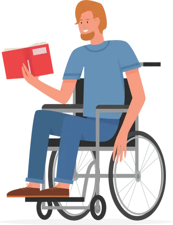 Disabled Man reading book  Illustration