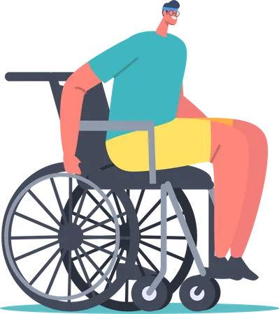 Disabled Man Riding Wheelchair  Illustration