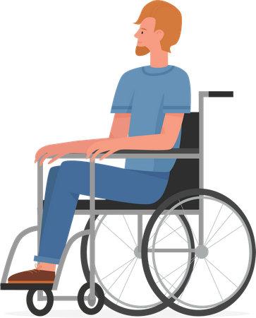 Disabled Man sitting on wheelchair  Illustration