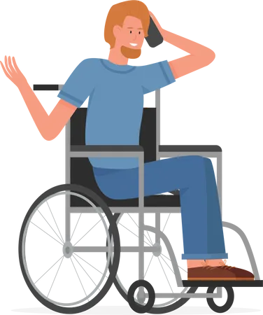 Disabled Man talking on phone  Illustration
