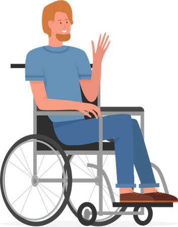 Disabled Man waiving hand  Illustration