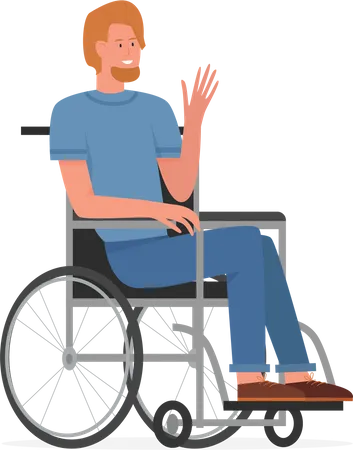 Disabled Man waiving hand  Illustration