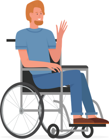 Disabled Man waiving hand  Illustration