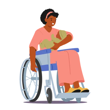 Disabled Mother In A Wheelchair Cherishing Moments With Her Little Child Their Love Transcending Any Physical Limitations A Heartwarming Bond That Knows No Bounds Cartoon People Vector Illustration Illustration