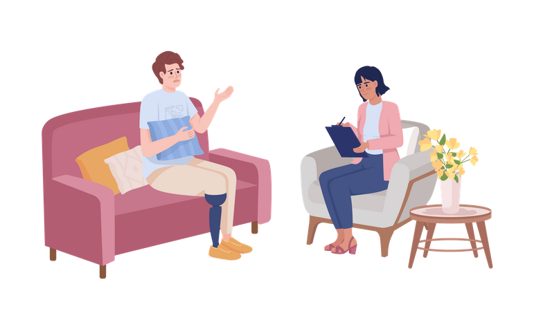 Disabled patient at psychotherapy Illustration