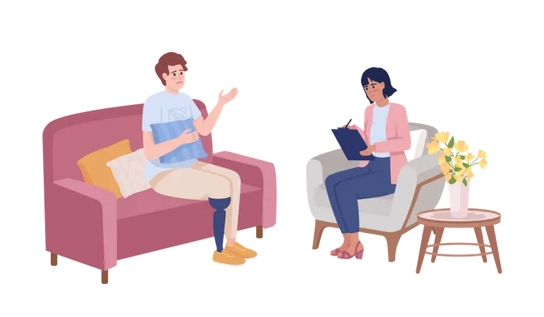 Disabled patient at psychotherapy Illustration
