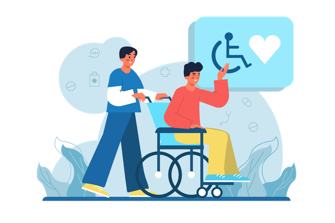 Disabled people help  Illustration