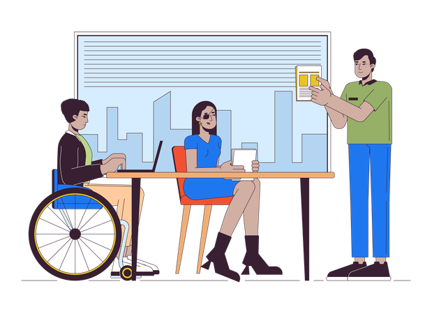 Disabled people in office  Illustration