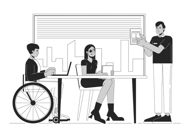 Disabled people in office  Illustration