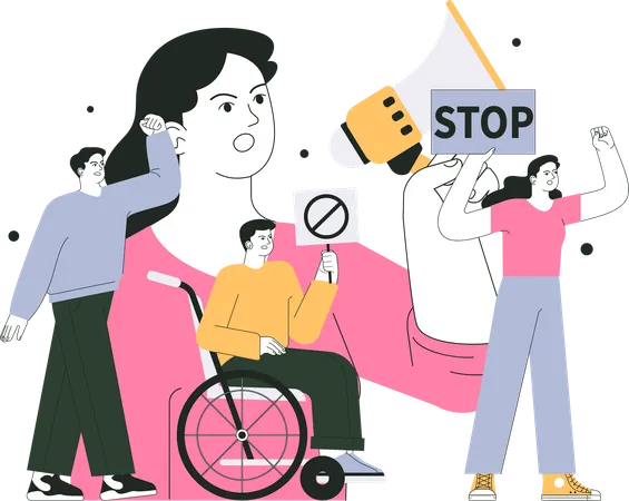 Disabled People protest  Illustration