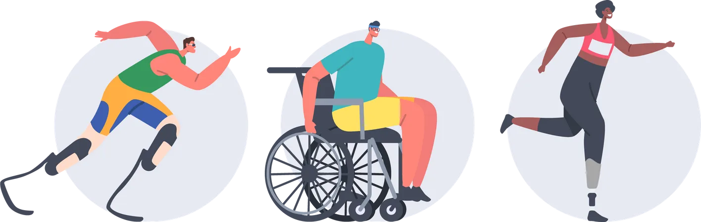 Disabled people running race  Illustration