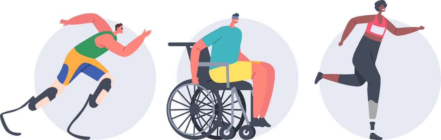 Disabled people running race  Illustration