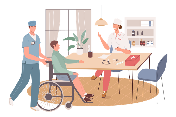 Disabled person at doctor appointment Illustration