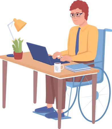 Disabled person at work  Illustration