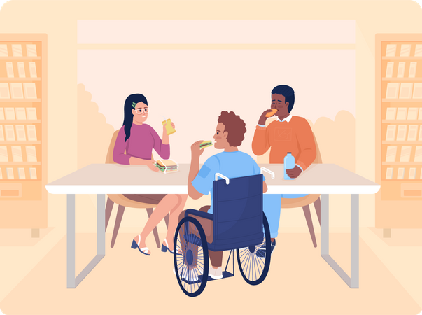 Disabled person Chatting with friends  Illustration