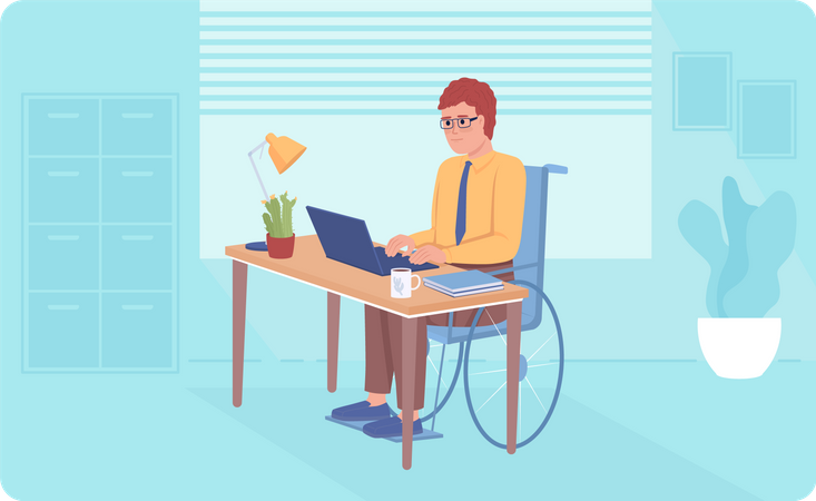 Disabled person in office Illustration