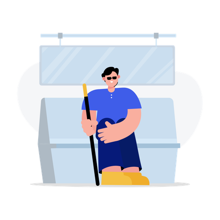 Disabled person in public transportation  イラスト