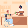 illustrations of disabled person shopping