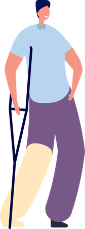 Disabled person stand on Crutches Illustration