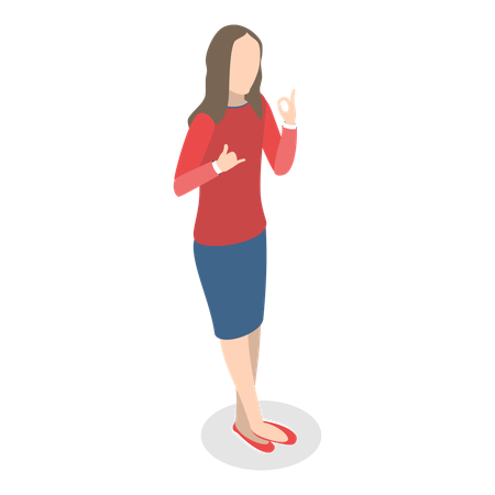 Disabled person standing and showing hand gestures  Illustration