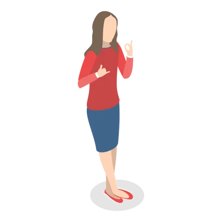 Disabled person standing and showing hand gestures  Illustration