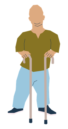 Disabled Person with stick  Illustration