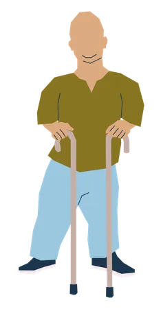 Disabled Person with stick  Illustration