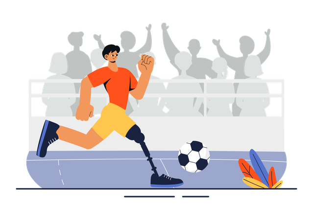 障害のある選手がサッカーをする  イラスト