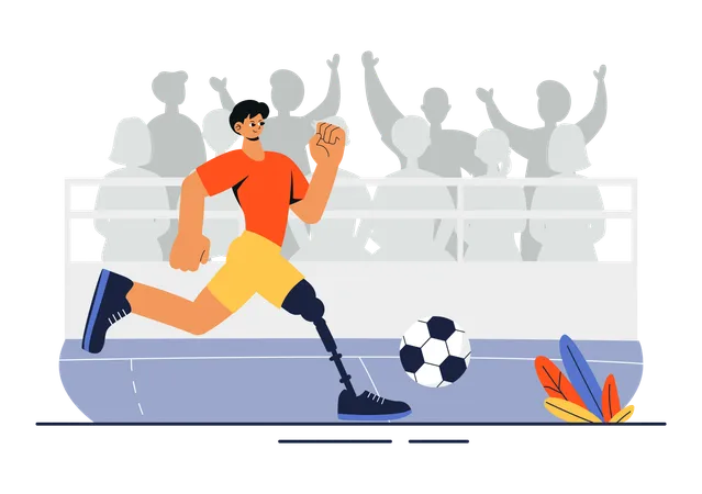 Disabled player play football  Illustration