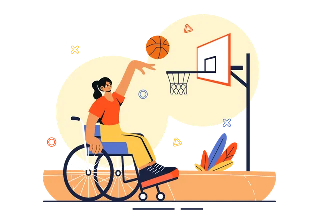 Disabled player playing basketball  Illustration