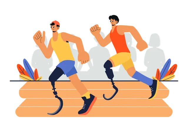 Disabled player running in athlete race  Illustration