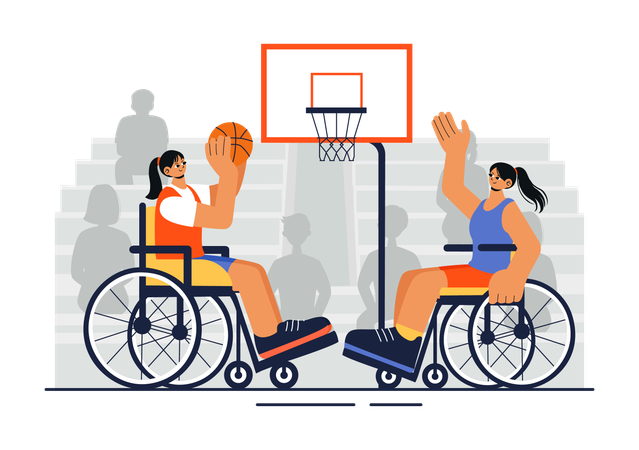 Disabled players playing basketball  Illustration