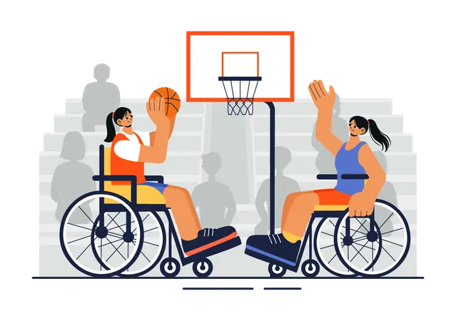 Disabled players playing basketball  Illustration