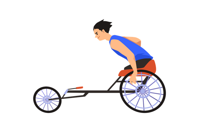 Disabled sportsman on sport competition races in wheelchair  Illustration