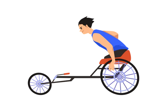 Disabled sportsman on sport competition races in wheelchair  Illustration