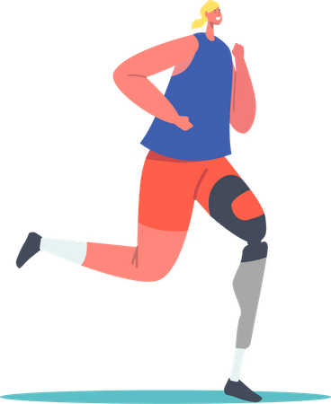 Disabled Sportswoman with Amputated Limb Running Competition  Illustration